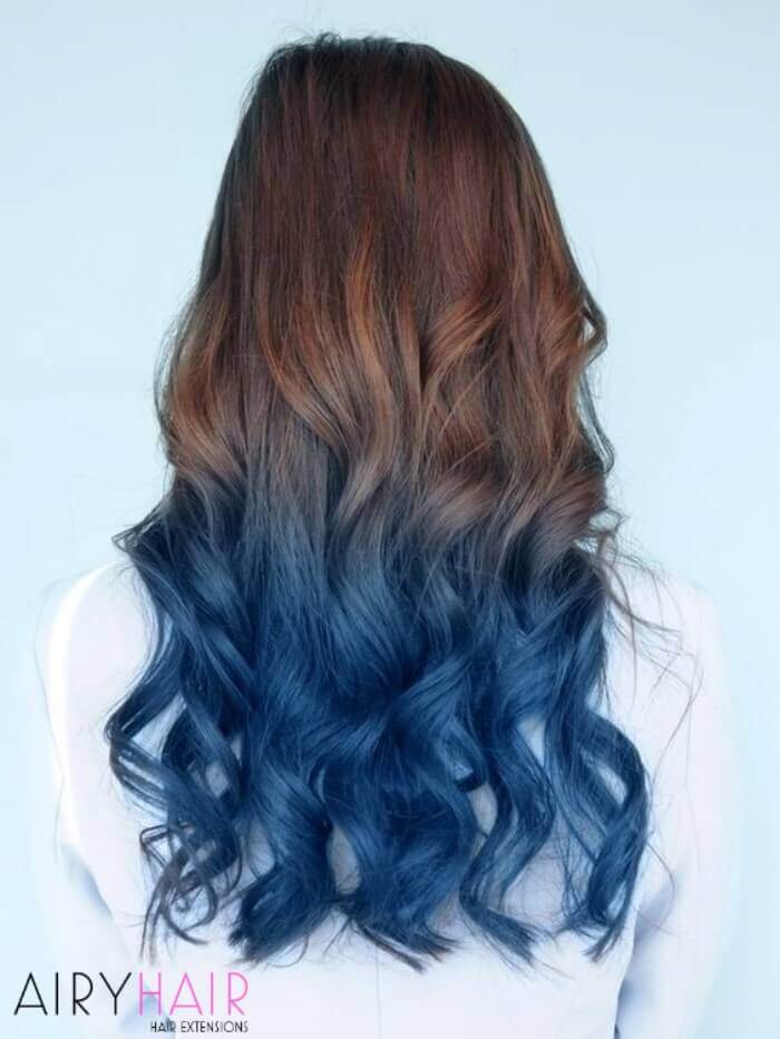 Blue ombre on brown hair