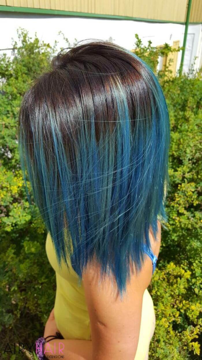 Black roots, blue ombre