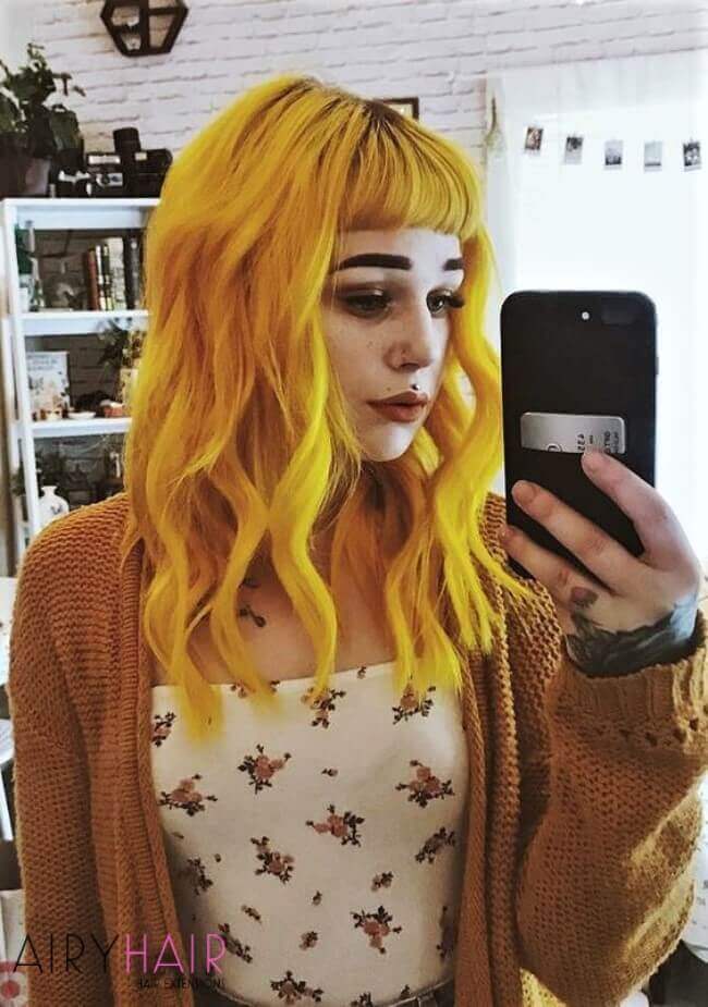 Yellow color hair extensions