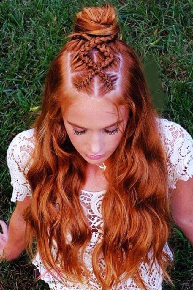 Copper hairstyle with extensions