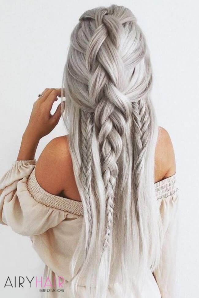 white gray hair extensions