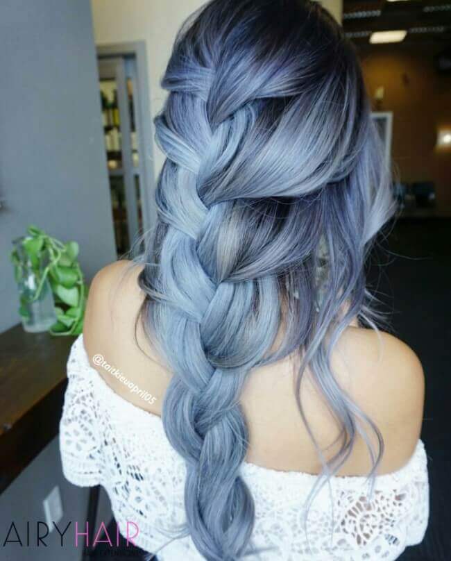 Pastel blue color hair