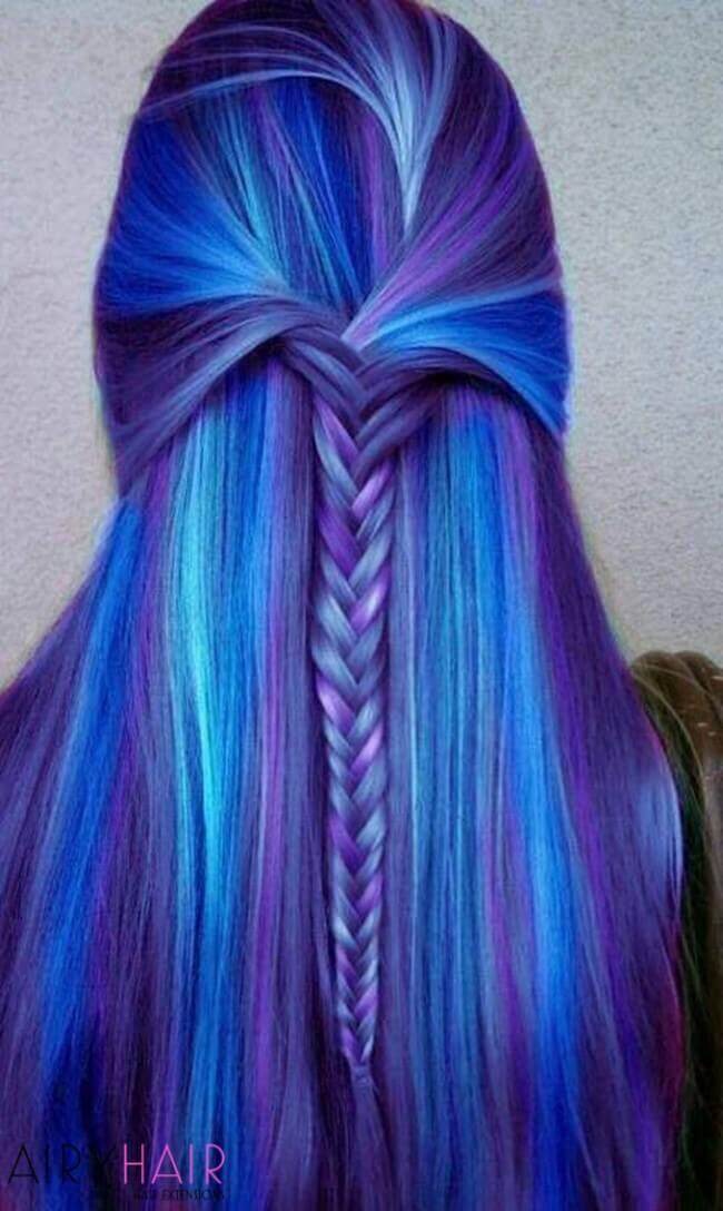 Electric blue hair extensions
