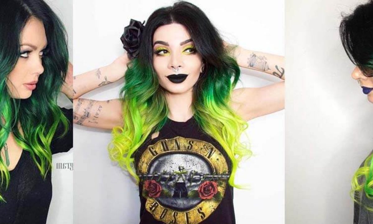 Black Hair Ombre Green