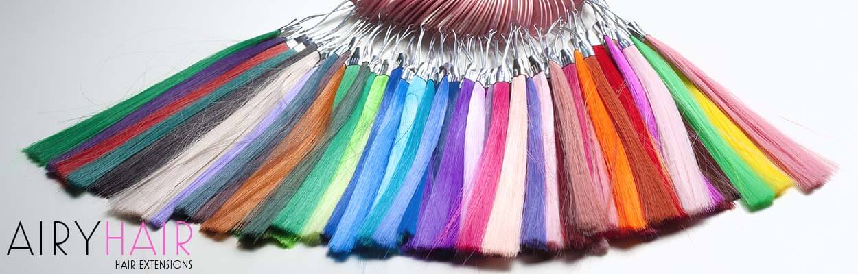 A variety of different hair color strands A variety of different hair color strands