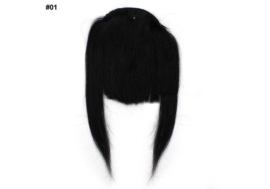 Black Clip-In Real Human Hair Wig / Fringe