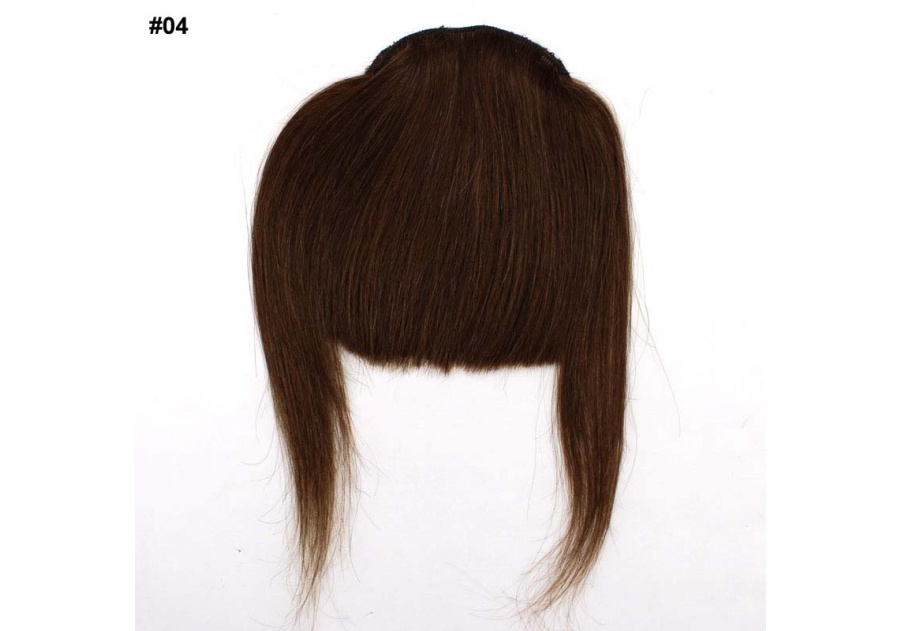 Brown Clip-In Real Human Hair Wig / Fringe