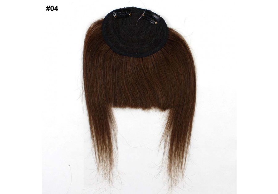 Brown Clip-In Real Human Hair Wig / Fringe