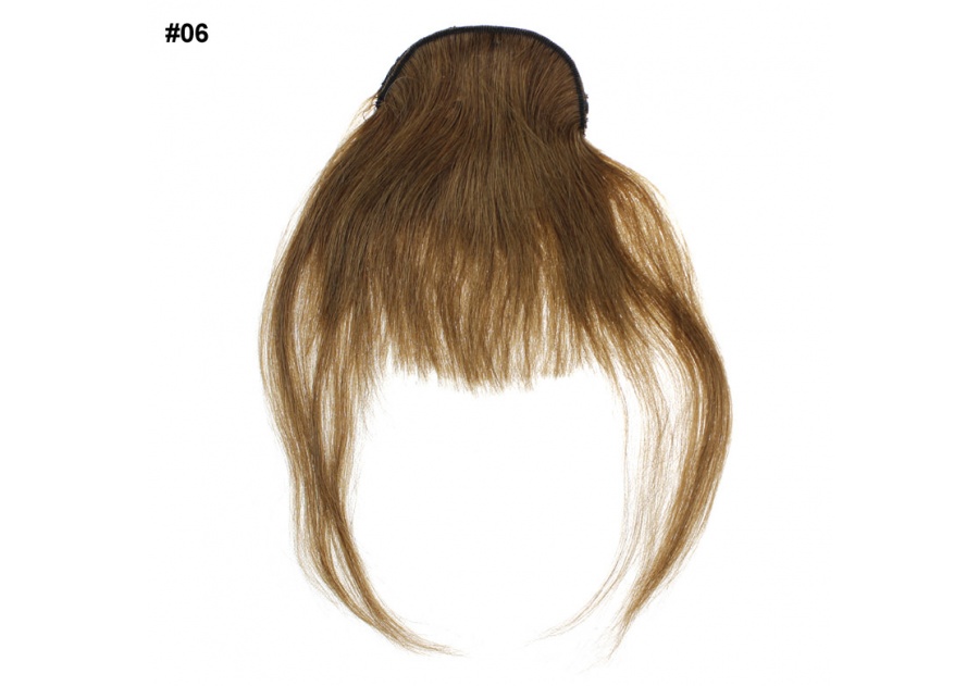 Brown Clip-In Real Human Hair Wig / Fringe