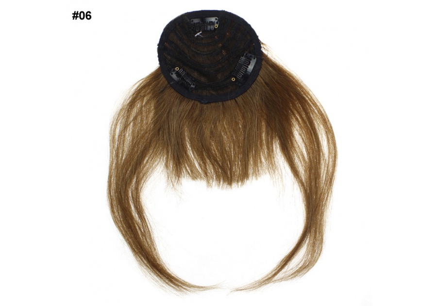 Brown Clip-In Real Human Hair Wig / Fringe
