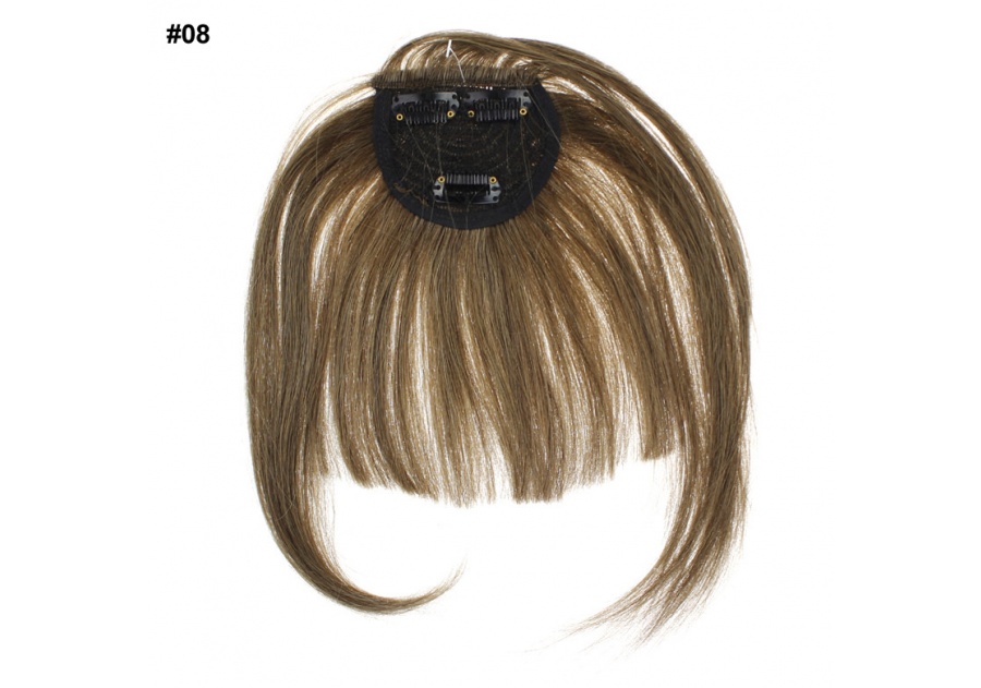 Light Brown Clip-In Real Human Hair Wig / Fringe