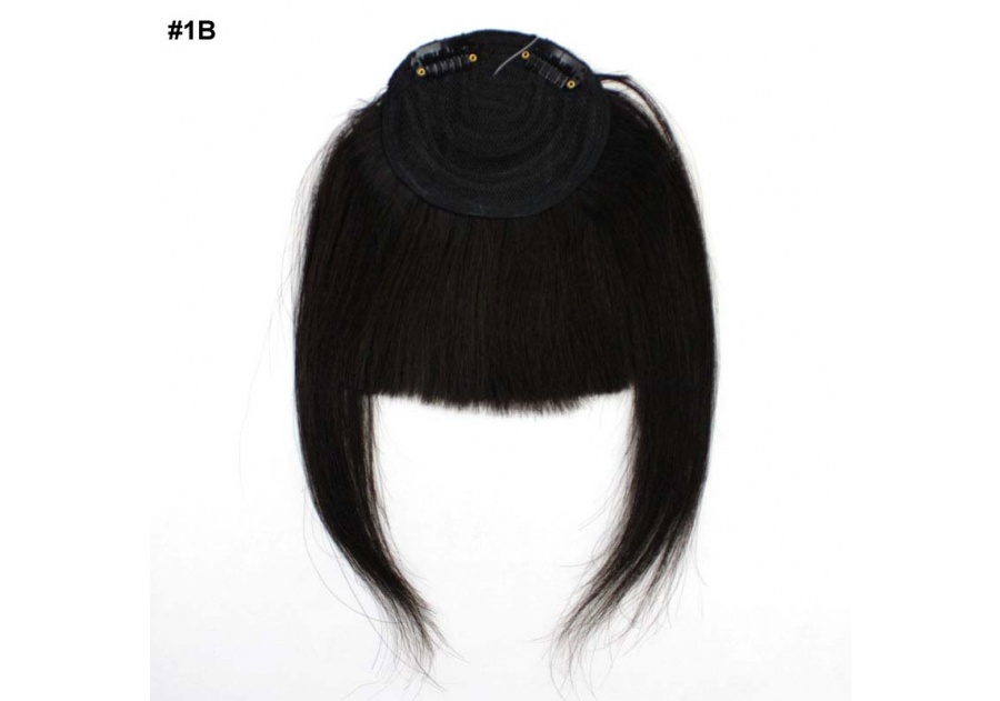Black Clip-In Real Human Hair Wig / Fringe