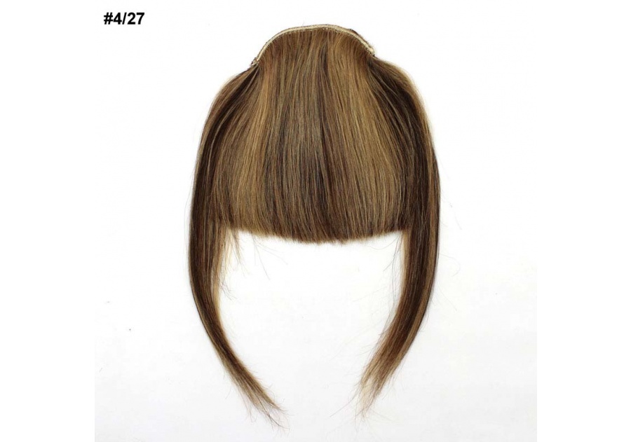 Brown Clip-In Real Human Hair Wig / Fringe
