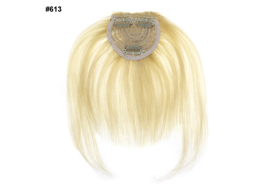 White Blond Clip-In Real Human Hair Wig / Fringe