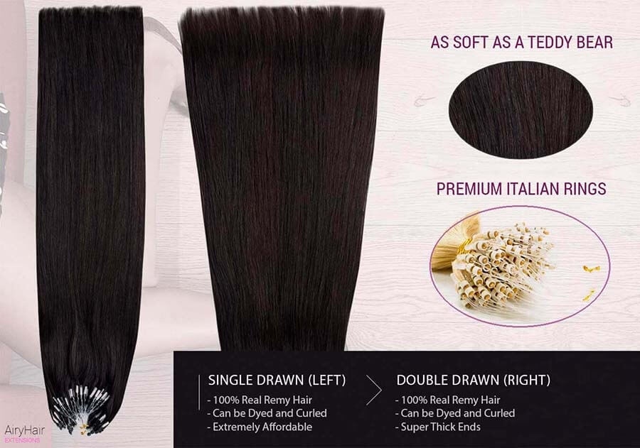 Straight Micro Ring Loop Human Hair Extensions