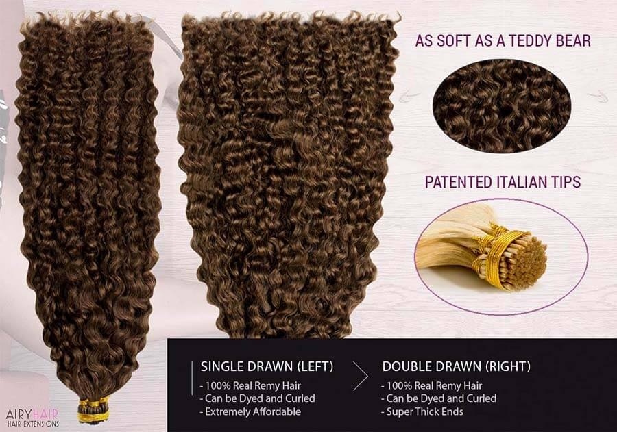 Curly Stick / I-Tip Remy Human Hair Extensions