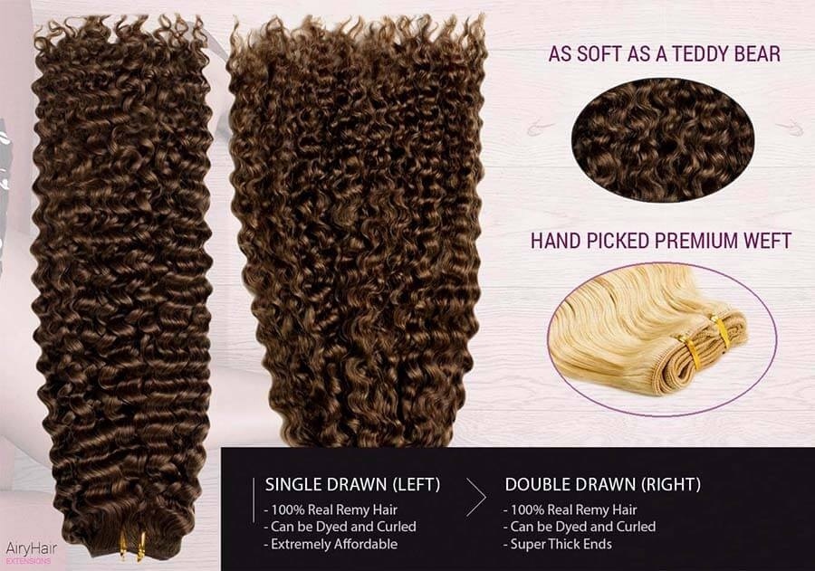 Weft Human Hair Extensions, Curly