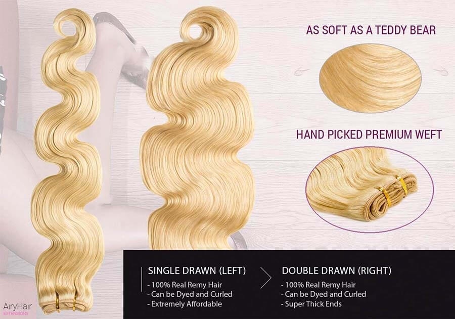 Weft Human Hair Extensions, Body Weave