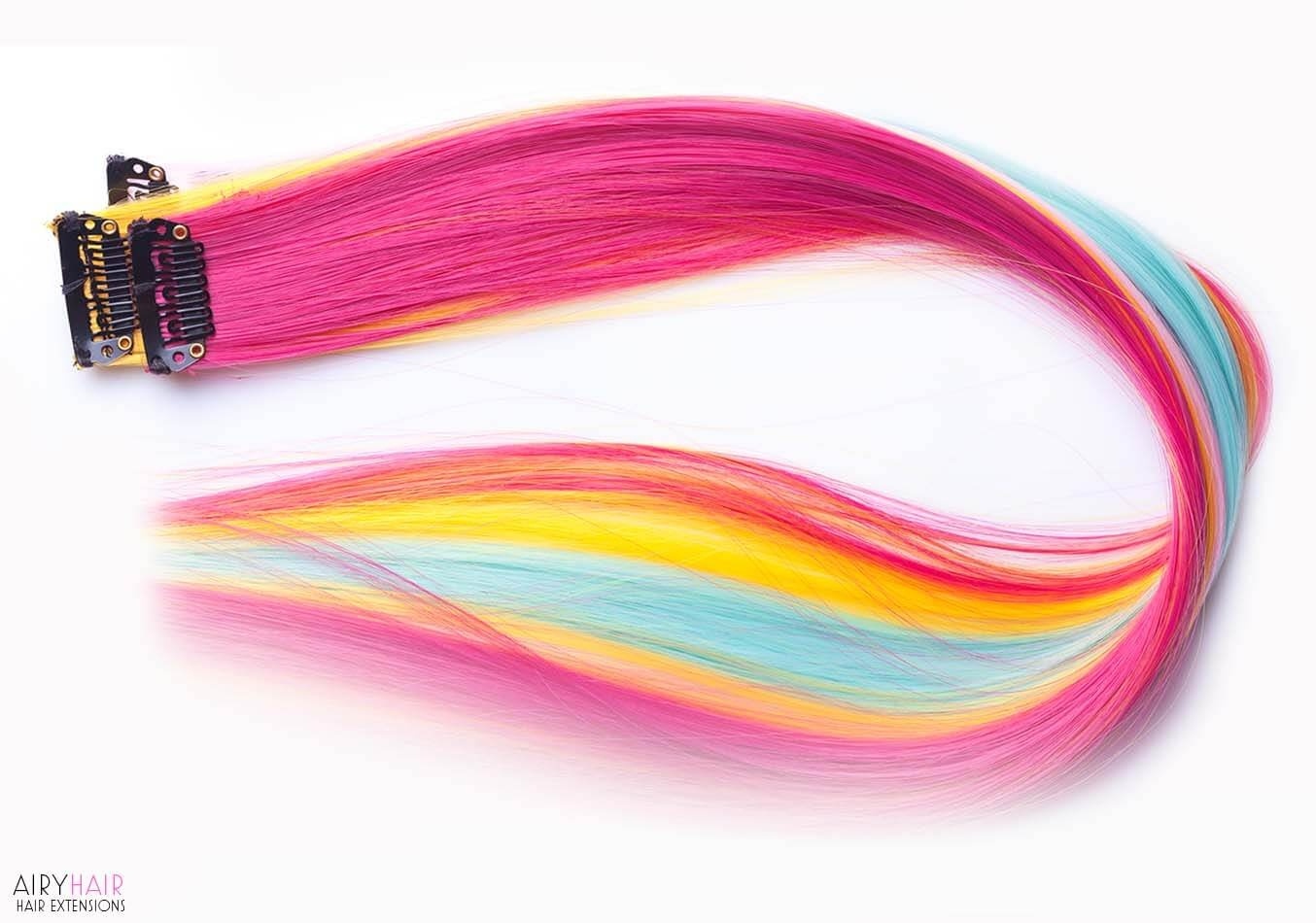 Colored Hair Extensions 12 Pieces Colorful Strands Strips For Highlighting  Hair Strips Party Wear Braided Clip