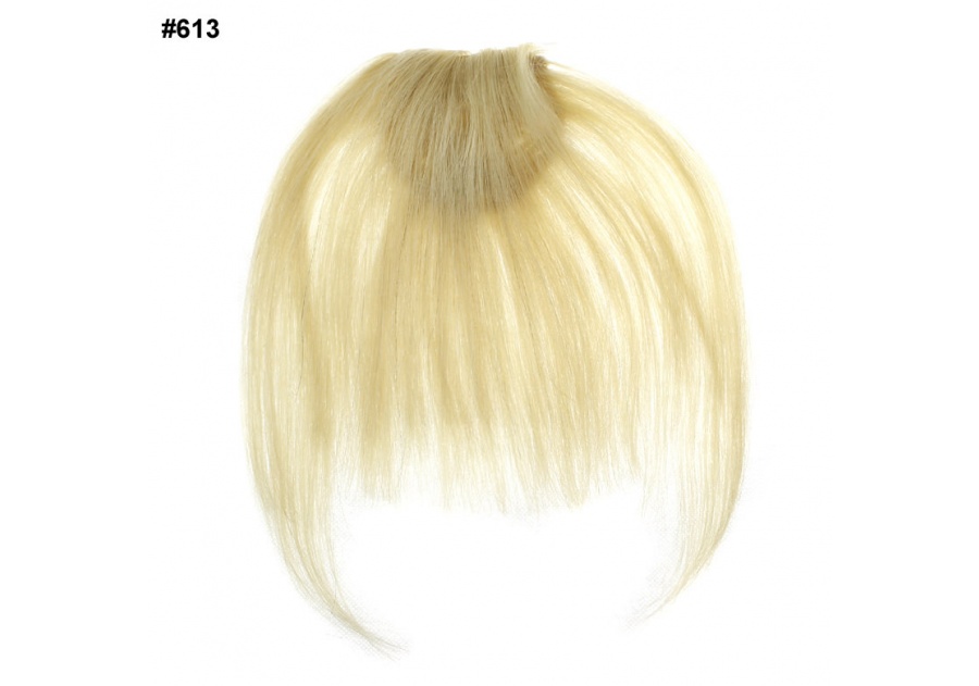 Blonde Clip In Echthaarperücke / Stirnfransen
