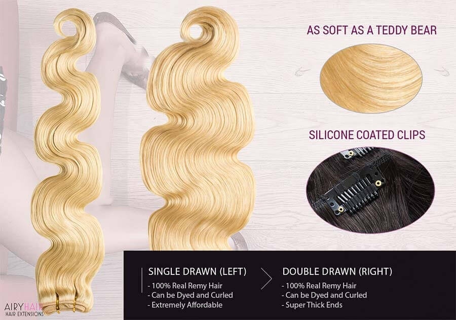 Remy Clip In Haarverlängerungen (Gewellt)