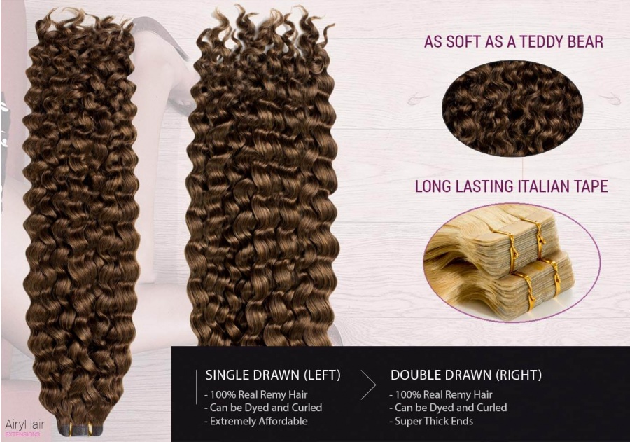 elo Remy Extensiones Adhesivas De 40 - 75 cm Liso, Ondulado y Rizado